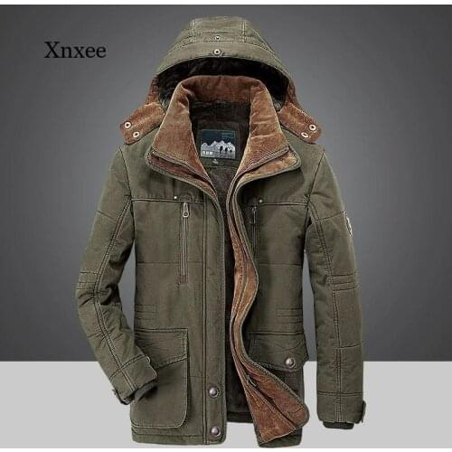 Large Size Winter Mens Hooded Parka Coat with Fur Lining Padded Jacket Mens Casual Coat Hat Detachable Jacket for Men