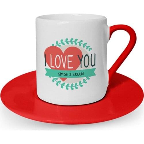 Personalized Valentine 'S Day Themed Red Turkish coffee Cup-40