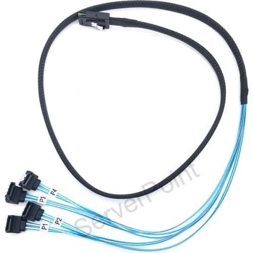 Genuine 1M Mini-SAS SFF-8087 to 4 SATA Cable Mini SAS 4i SFF8087 36P To 4 SATA 7P Cable 12Gbps Hard Drive Data Splitteer Cable