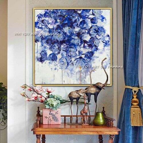 Hand Painted Canvas Knife Purple Flower Oil Paintings Modern Wedding Decor Wall Art Pictures Home Decoration For Living Room