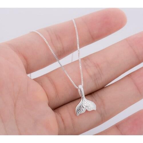 SMJEL Fashio Sliver Cute Jewelry Whale Tail Fish Charm Necklaces for Women Cute Mermaid Tail Pendants Necklaces Birthday Gifts