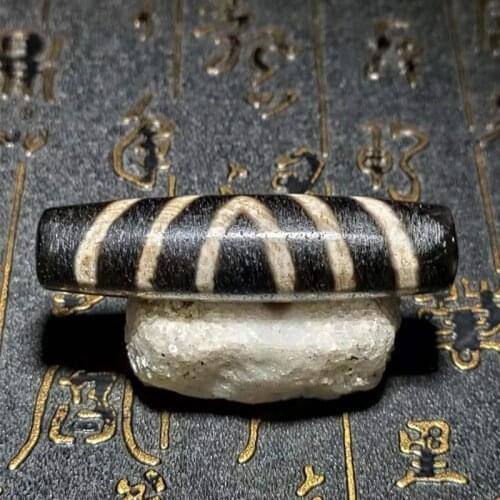 Tibet Agate DZI Bead 14.3*55mm Weathered Old Agate Bead White Line Pattern Men&Women Amulet Ornament DIY Free Shipping