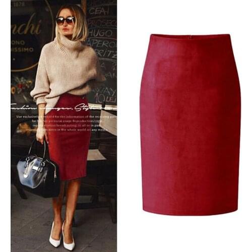 Sexy Midi Pencil Skirt Women High Waist Office Skirt Ladies Bodycon Skirts Pack Hip Skirt Solid Color High Professional Skirt
