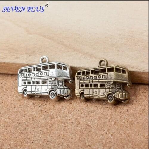 Factory Price 20 Pieces/Lot 19mm*25mm Antique Silver Plated LonDon Autobus Bus Charms For Jewelry Making