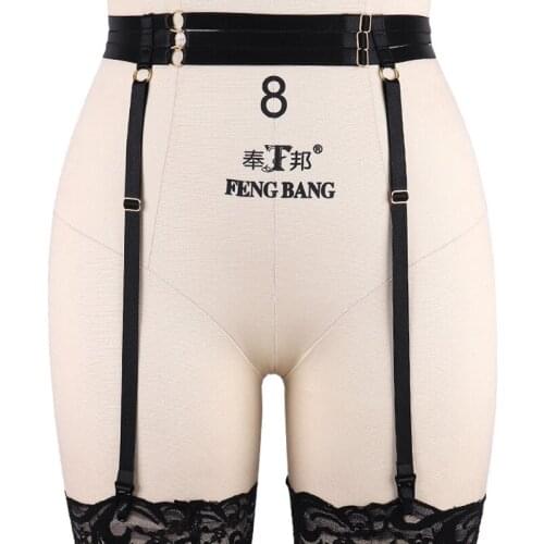 Sexy Bondage Leg Harness Garter Belt Women Goth Body Cage Black Punk Stockings High Waist Garter Rave Jartiyer Body Harness
