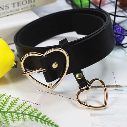 Women Party Dress Faux Leather Heart Metal Pin Buckle Waist Belt Strap Waistband for long shirts dresses skirts jeans women belt
