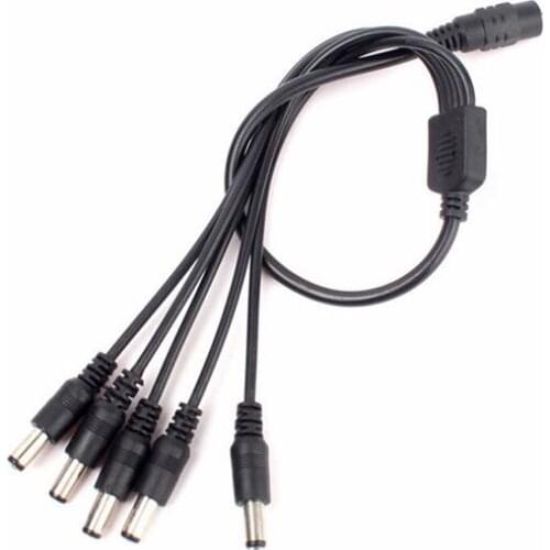 DC Power Splitter Cable Adapter Connector 5.5x2.1mm Female 1 to 5 Male Plug for LED Strip and CCTV Camera,min:1pcs