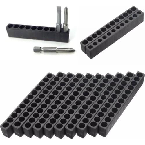 10pcs/set New 12-Hole Screwdriver Bit Holders Stand Black for Six Angle 6.35mm Handle