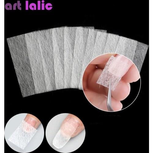 10pcs Silk Fiberglass Nail Extension Form Non-Woven Silks UV Gel Building Fiber French Acrylic DIY Manicure Accessories Stickers