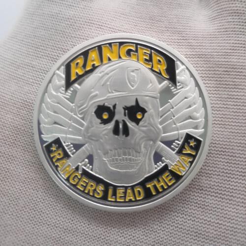 1775 USA Department of The Army Ranger Silver Plated Commemorative Coin Military Challenge Collection
