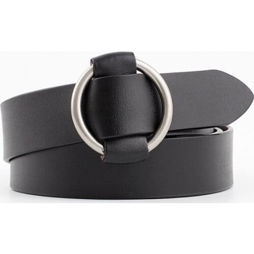 2020 woman belt genuine leather pu mixed high quality female strap fashion designer brand belt silver color circle metal buckle
