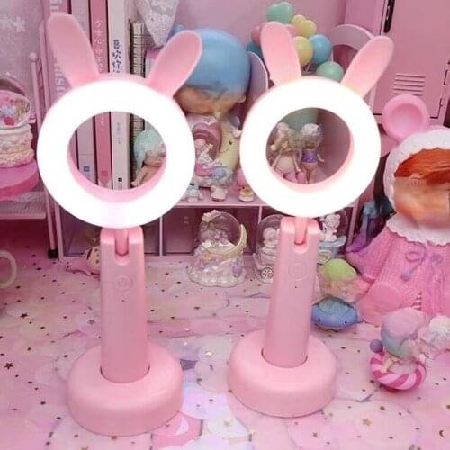 3 Colors Creative Lovely Pink Rabbit Bear Night light USB Led Recharge Eye protection Students learning flexible table lamps New