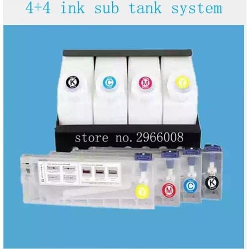 4 color solvent ink bottle sub tank system for 4 color bulk ink system 4 piece sub tank with metal station and ink tube connect