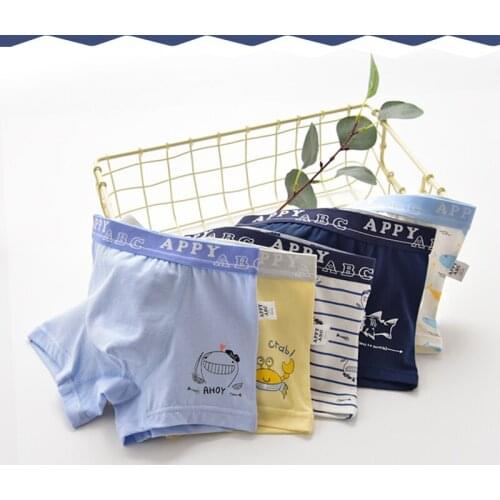 5pcs/pack Teen Panties High Quality Childrens Underwear for Kids Pure Cotton Shorts Panty Cartoon Underpants Boxers for Boys