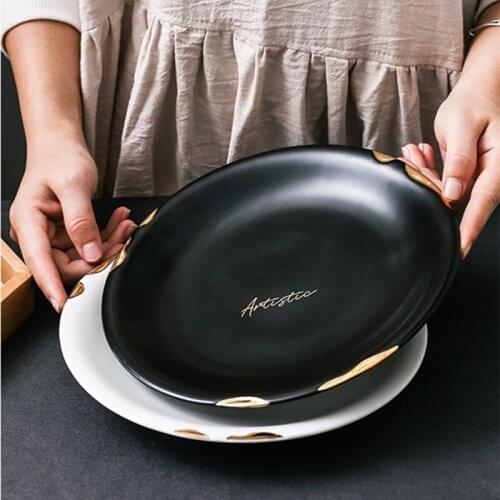 8 Inch Phnom Penh Alphabet Ceramic Plate Home Kitchen Stylish Tableware Western Food Dessert Dinner Dishes Light Luxury Plates