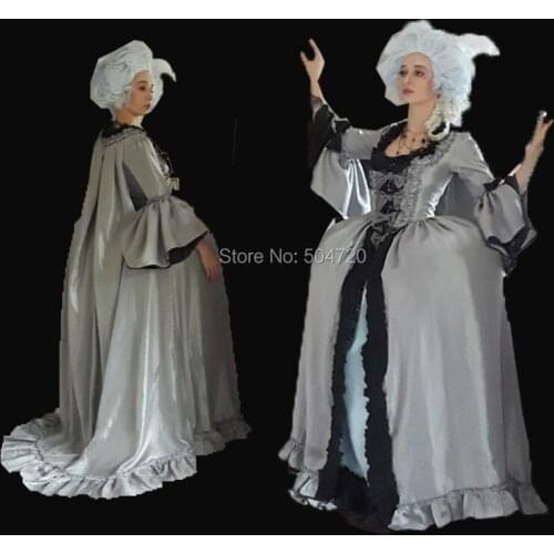 Tailored!Grey 18 Century French Duchess Retro medieval Renaissance Reenactment Theatre Civil war Victorian dress HL-368