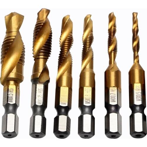 Drill Bits 6pcs/set HSS Screw Tap Drill M3 M4 M5 M6 M8 M10 Hand Tools Spiral Point Thread Metric Plug