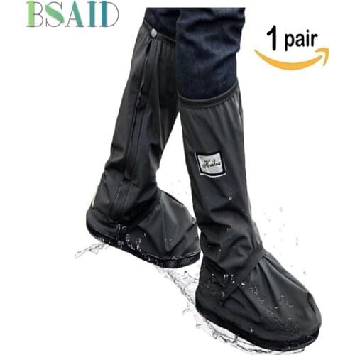 BSAID Waterproof Men Reusable Shoe Covers Zipper Non-slip Rain Cover For Shoes Boots Overshoes Motorcycle Cycling Shoes Covers