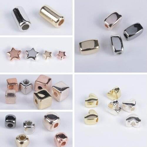 50-300Pcs Star Square Tube Heart Loose Spacer Beads For Jewelry Making Supplies Charms Bead DIY Bracelet Necklace Accessories