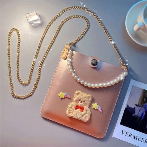 Bear Case for Huawei Mate X2 Pouch Lanyard Diagonal Envelope Leather Folding Screen Case for Huawei Mate X 2 Cute Kawaii Cover