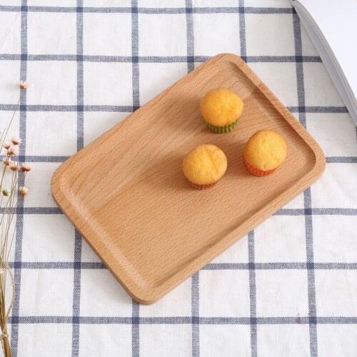 Wooden Serving Tray Rectangular Tableware Food Holder Breakfast Tray Home Desktop Storage Dishes Kitchen Supplies