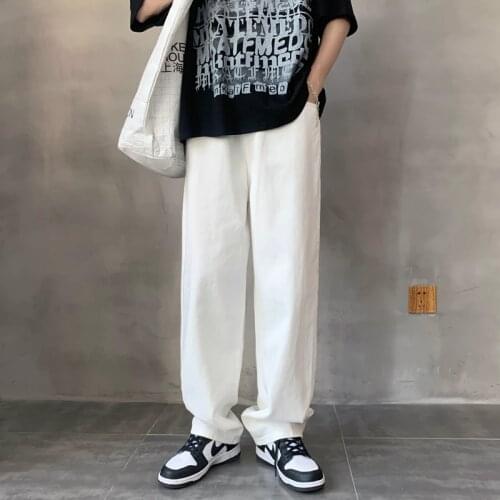 Wide Leg Jeans Mens Fashion Casual Baggy Black/blue/white Jeans Men Streetwear Loose Hip-hop Straight Denim Trousers Mens M-3XL