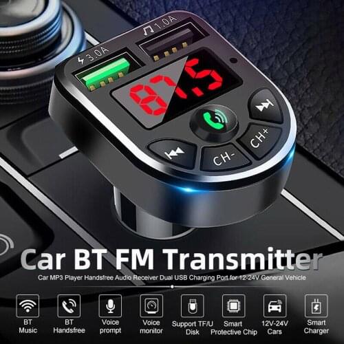 New Hot Bluetooth 5.0 FM Transmitter Car Kit MP3 Modulator Player Wireless Handsfree Audio Receiver Dual USB Fast Charger 3.1A