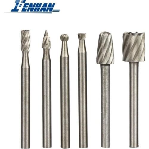 HSS Routing Router Drill Bits 6pcs Rotary Burrs Set Wood Carving Milling Cutter for Dremel Rotary Tools Accessories Rotary Files
