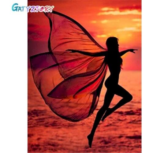 GATYZTORY 60x75cm Frame Figure Diy Oil Painting By Bumbers Kits Dusk Girl Acrylic Paint By numbers For Adults Home Decor