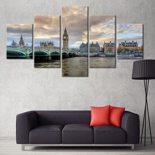 Painting on Canvas the view of the city Posters and Prints 5 Panels Wall Pictures for Living Room Home Decor