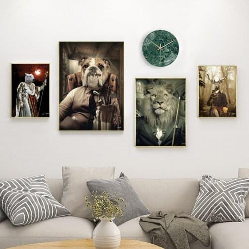 Dog Lion Goat In A Suit Boss Art Canvas Print Painting Anthropomorphic Animal Wall Picture Living Room Home Decoration Poster
