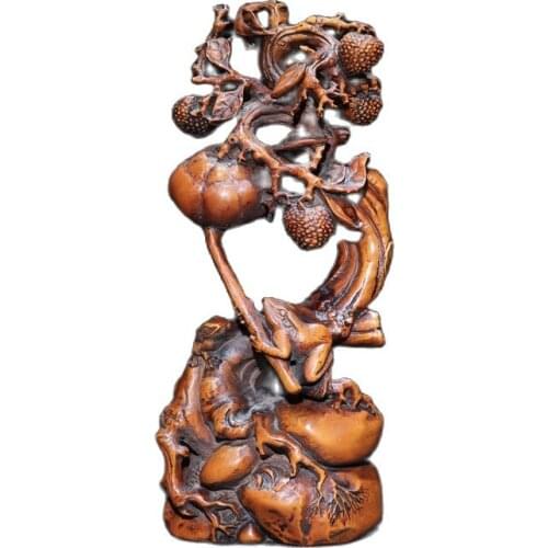 Chinese pure hand - carved boxwood quack to money ornaments