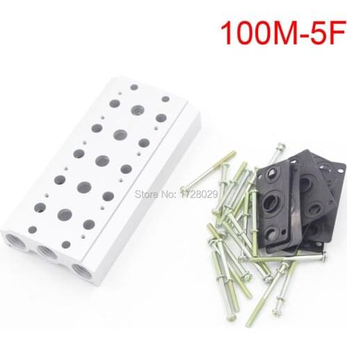 Best Price Aluminum 5 Row Stations Manifold Solenoid Air Pilot Valve Base 100M-5F