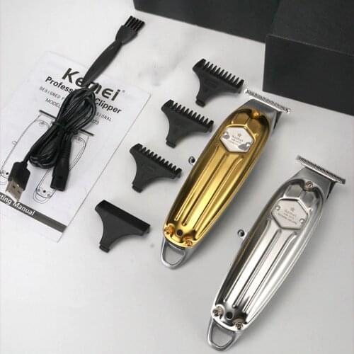 Kemei Hair Trimmer Cordless Professional USB Rechargeable Hair Clipper Oilhead Haircut Machine Carving Line Metal Body KM-1973