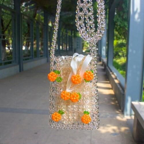 New Summer Fashion Girl Mobile Phone Bag Hand-woven DIY Beaded Bag Lipstick Change Bag Fashion Vacation Leisure Beach Bag