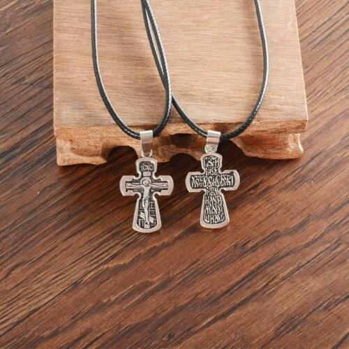 New Fashion Tibetan Silver Color Pendant alloy cross Necklace Choker Charm Black Leather Cord Factory Price Handmade Jewelry