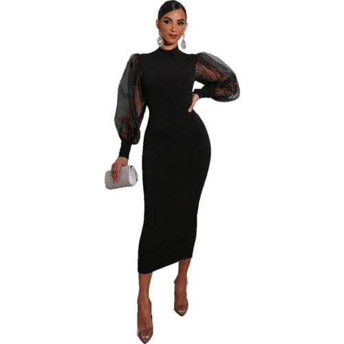 2021 Clothing New Popular Popite Summer And Autumn Hip Black Long Skirts, High Waist Mesh Womens Dresses