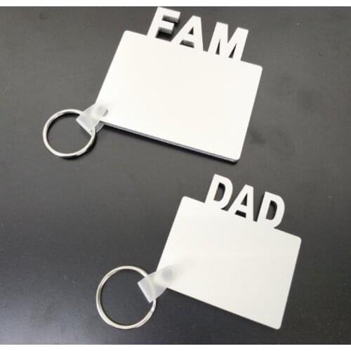 MOM DAD FAM LOVE GRAD Sublimation Blank Keychain MDF Wooden Key Chain Pendant Thermal Transfer Key Ring Party Favor SN201