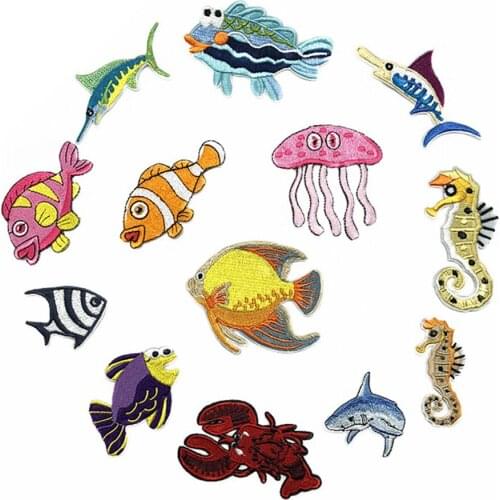 Ocean Fish Embroidery Cloth Patches Kidswear Cloth Apparel Bags Decorations Subsidies Clown fish patch D-006