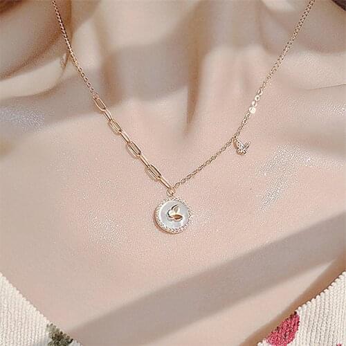 Ins Alloy Necklace Inlaid Rhinestone Butterfly Pendant Water Wave Chain Ladies Necklaces For Popular Accessories Ladies Gift New