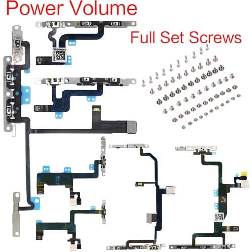 1pcs Power Mute Volume Control Button Switch Connector For iPhone 6 6S 7 8 Plus X XR XS Max With Metal Bracket Assembly + Screws