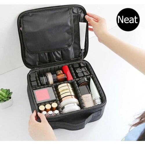 Portable Travel Make Up Case Large Capacity Waterproof Cosmetic Organizer Makeup Brushes Storage Case Zipper Bag Tool