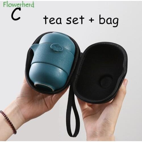 Portable Ceramic Porcelain Kung Fu Tea Set Teaware Tea Pot and Cup Set Bag One Pot and Two Cups Travel Tea Set Teapot Teacup Set