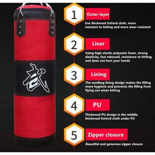 Empty Boxing Sandbag Home Fitness Hook Hanging Kick Punching Bag Boxing Training Fight Karate Punch Muay Thai Sand Bag