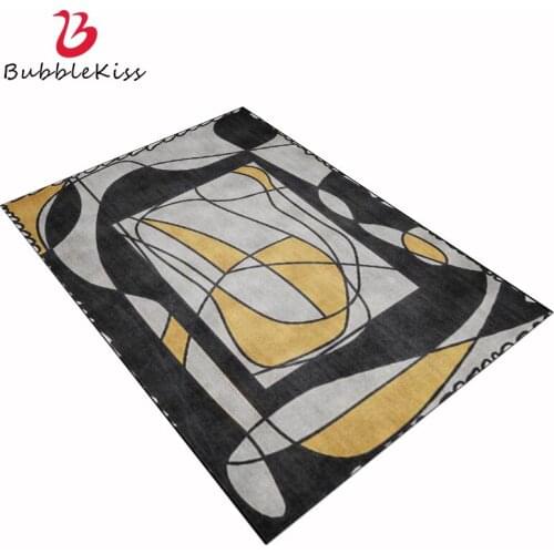 Bubble Kiss Fashion Soft Carpet Modern Light Luxury Bedroom Rug Living Room Decor Carpet Art Abstract Yellow Black Line Home Rug