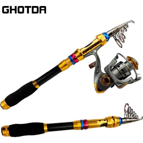 Carbon Fiber Spinning Fishing Rod Pole And Fishing Reel Combo Telescopic Fishing Pole Spinning Reel Kit