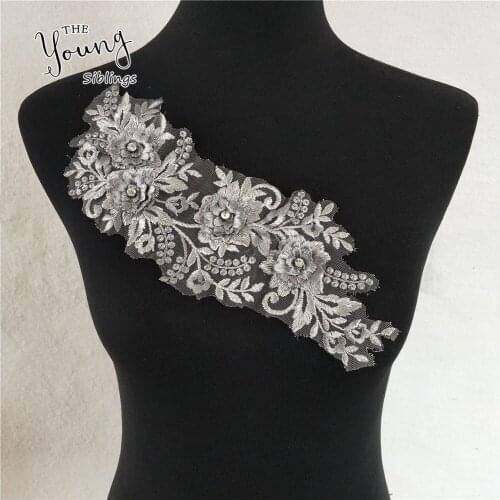 New arrive Bridal Embroidery Applique Patch Wedding Lace Floral Fabric Decor Motif Trim Neck Collar DIY Applications for Clothes