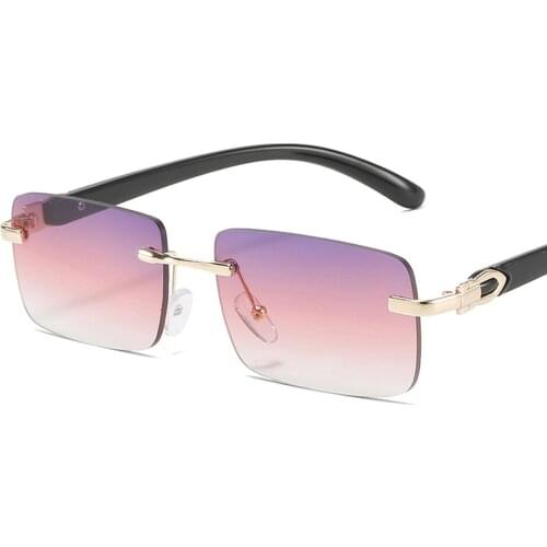 Trend Rimless Rectangle Sunglasses Women 2021 Luxury Brand Fashion Colorful Gradient Lens Shade Small Square Sun Glasses For Men