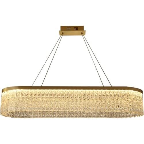 Modern Copper Rectangle Chandelier Lighting Round Crystal Hanging Lamps For Dining Room Living room indoor lighting Bar Lighting