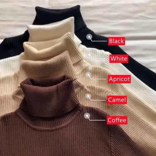 Свитер Fall Womens Sweater Korean Fashion Long Sleeve Top Warm Basic Slim Ladies Sweater Winter Clothes Women Black Turtleneck